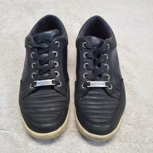Harley Davidson Black Leather Sneaker Shoe Men 9 Moto Biker Streetwear Casual